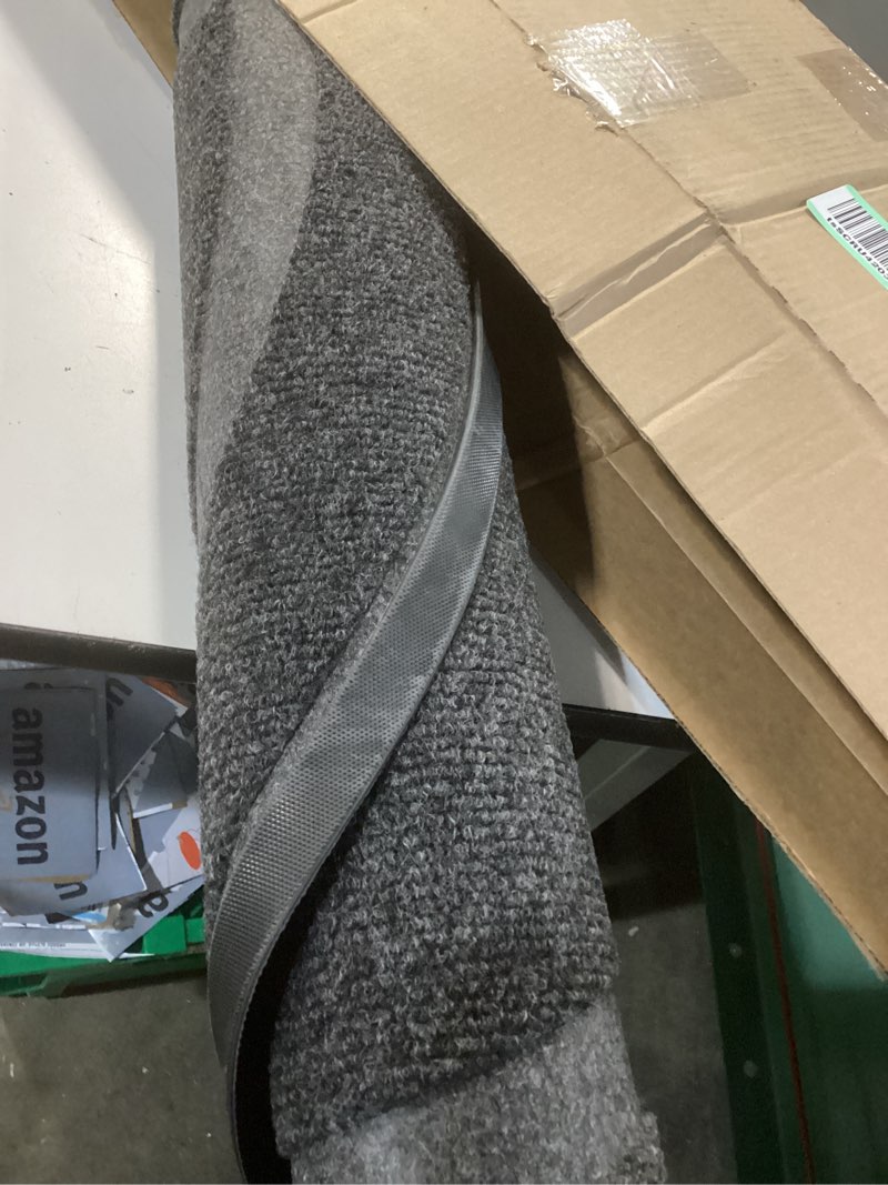 Condition photo showing Good Condition for olanly half circle door mat indoor outdoor entrance welcome, waterproof all-season, all-weather doormat, sturdy natural rubber, low profile, easy clean patio porch entryway mat, 36x24, grey grey classic border semicircular 36" x 24"