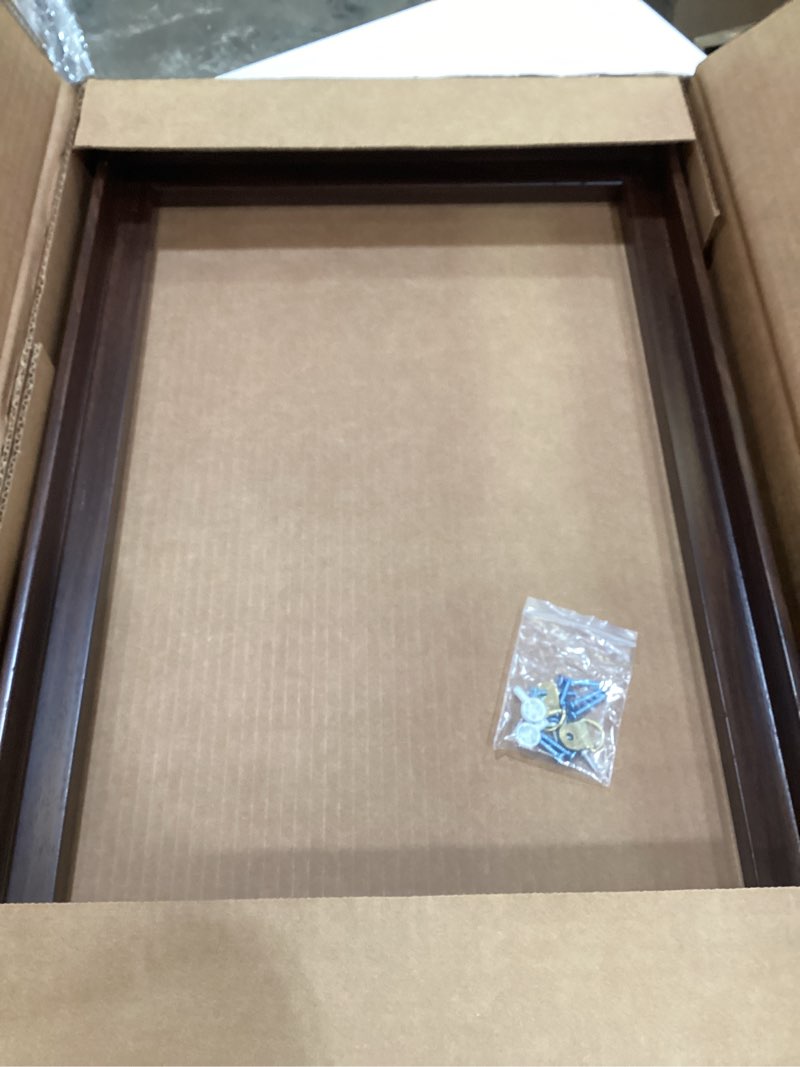 Condition photo showing New/Like New for Canvas Floater Frame Fits 1”–1.25”Deep Gallery-Wrapped Canvas, Floating Picture Frame for Wall Art, Posters, Oil Paintings and Prints, PS Wood Grain Look Frames with Hanging kit 16X24 inch Dark Walnut Dark Walnut 16L" x 24W"