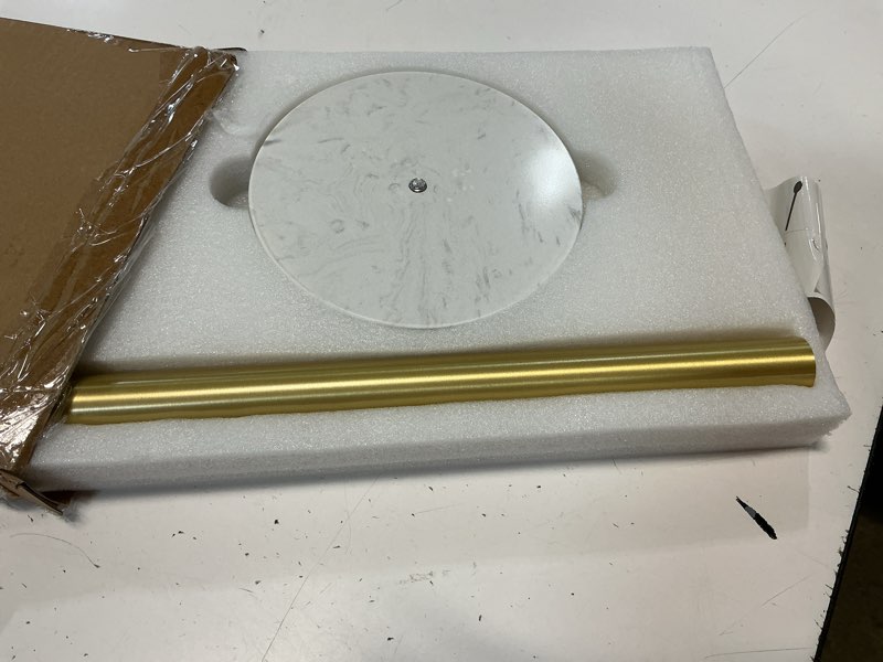 Condition photo showing Good Condition for marble paper towel holder - heavy duty natural marble base with non-slip pad, ideal for kitchen & bathroom countertop, fits standard & jumbo rolls (brushed gold) brushed gold marble