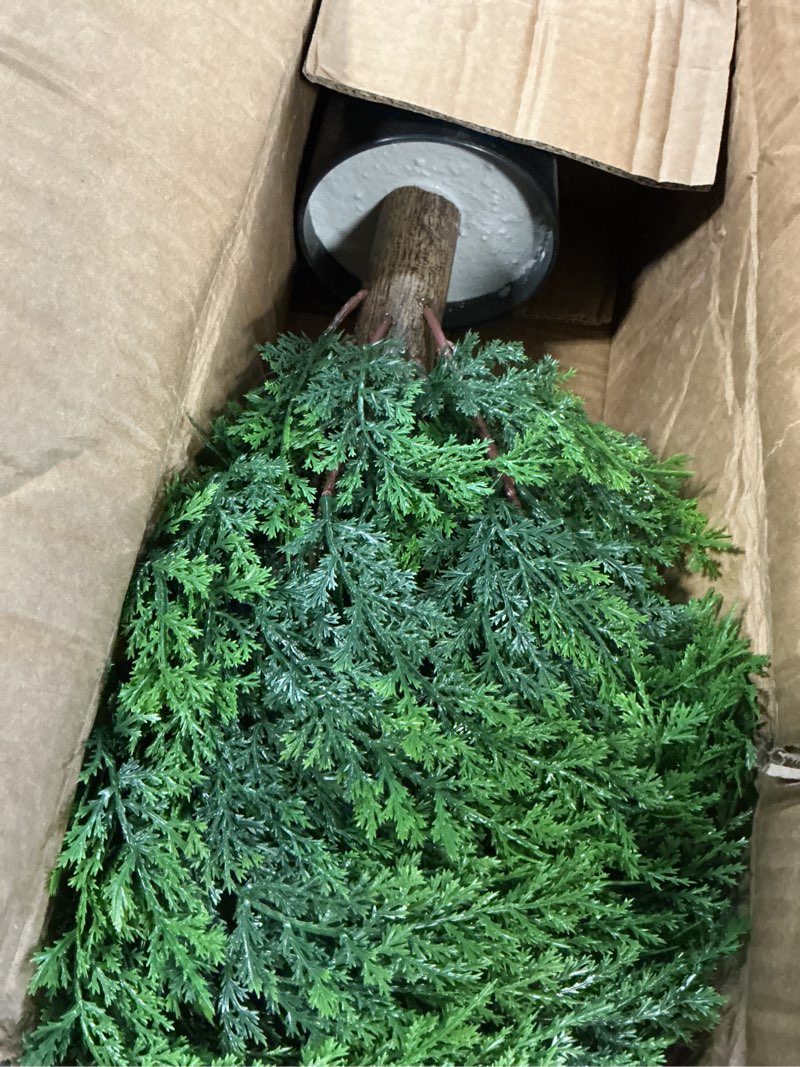 Condition photo showing Good Condition for dreamloom topiary trees artificial outdoor ball in planter, 20in outdoor indoor realistic fake plants shrubs for front porch decor, faux bushes plants for home front door offices, cedar 1-pack