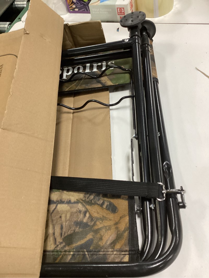 Condition photo showing Good Condition for Fishing Chair with Rod Holder for Adults Outdoor Foldable Fishing Stool, Portable Camping Chair, with Rotating Soft Cushion Foot, Suitable for Beach, Travel, Picnic, 350 Lbs.