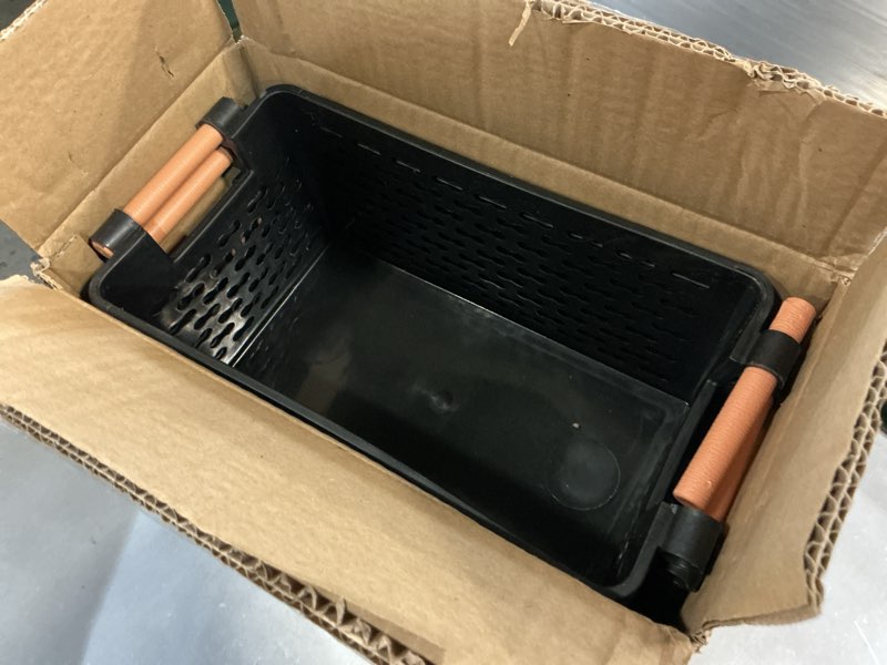 Condition photo showing Good Condition for yesland 6 pack plastic storage basket, black basket organizer bin with handles for home office closet, 6 x 12 x 5 inches y-storagebaskets-h-6