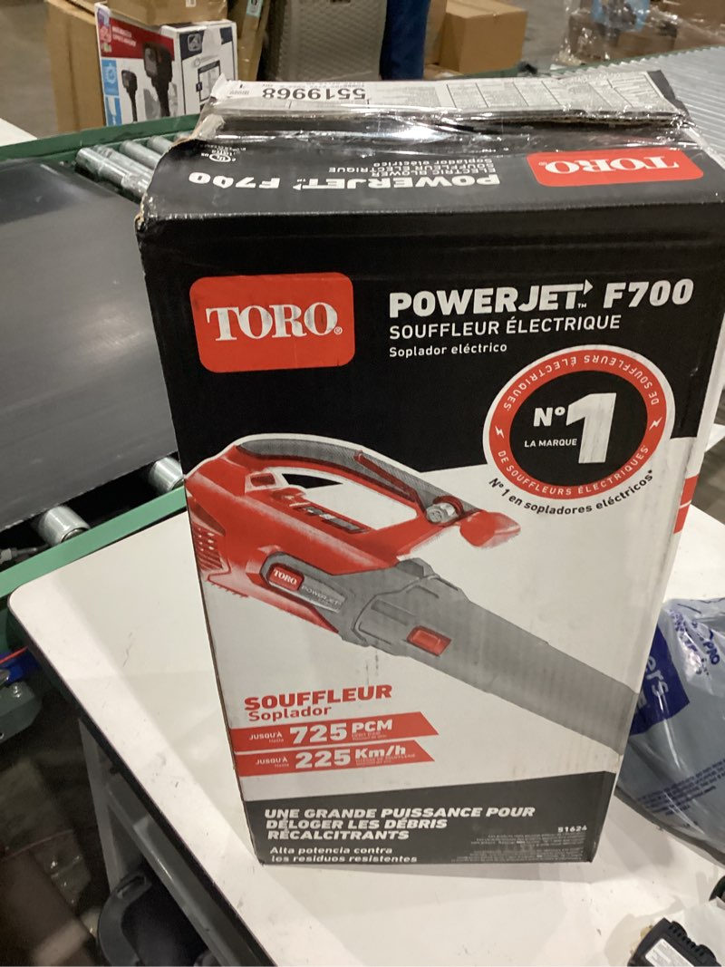 Condition photo showing As Is for toro powerjet f700 140 mph 725 cfm electric handheld leaf blower tool only