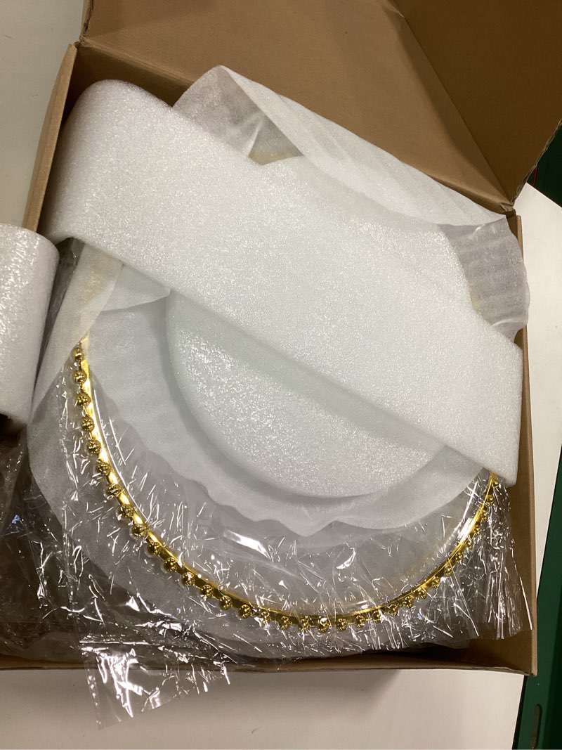 Condition photo showing New/Like New for 13-Inch Acrylic Clear Charger Plates Set of 10pcs - Elegant Decorative Dinner Plates for Wedding Reception, Holiday Party, Family Gathering & Daily Table Setting