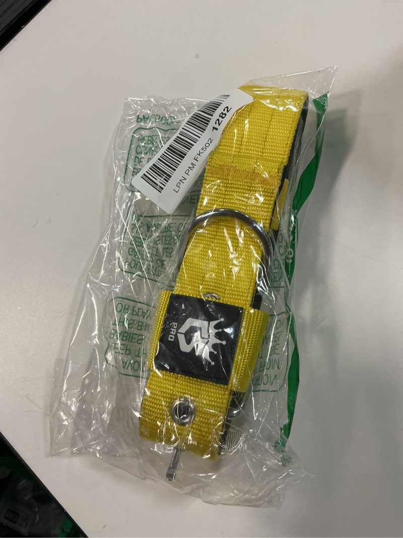 Condition photo showing Good Condition for TSPRO Tactical Dog Collar 1.5 Inch Wide Thick Dog Collars with Heavy Duty Metal Buckle, Durable, Strong, Adjustable for Medium to Large Dogs (Yellow M) M-for neck size (adjustable 15.8”-18.9”) Yellow