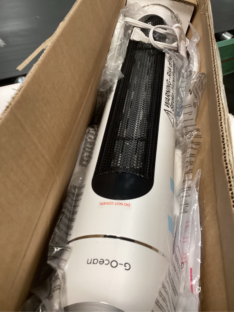 Condition photo showing Good Condition for Space Heater, 34" Space Heater for Large Room with Remote, 1500W Tower Heater with 12H Timer, 70° Oscillating, Adjustable Thermostat, Overheating & Tip-over Protection, Indoor Use, White