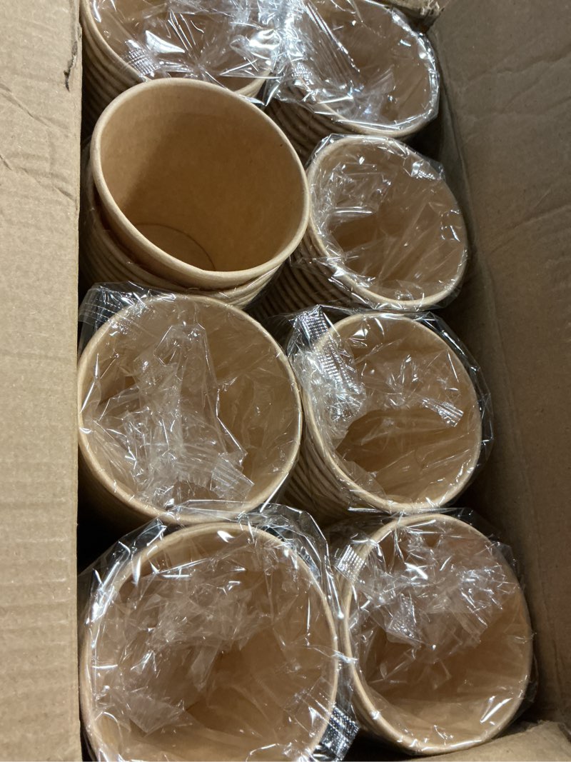 Condition photo showing Good Condition for siuq 400 pack 5 oz kraft paper cups, disposable bathroom cups, mini mouthwash cups, hot/cold beverage drinking cup for home, store, travel, events (brown) 5oz-400pack