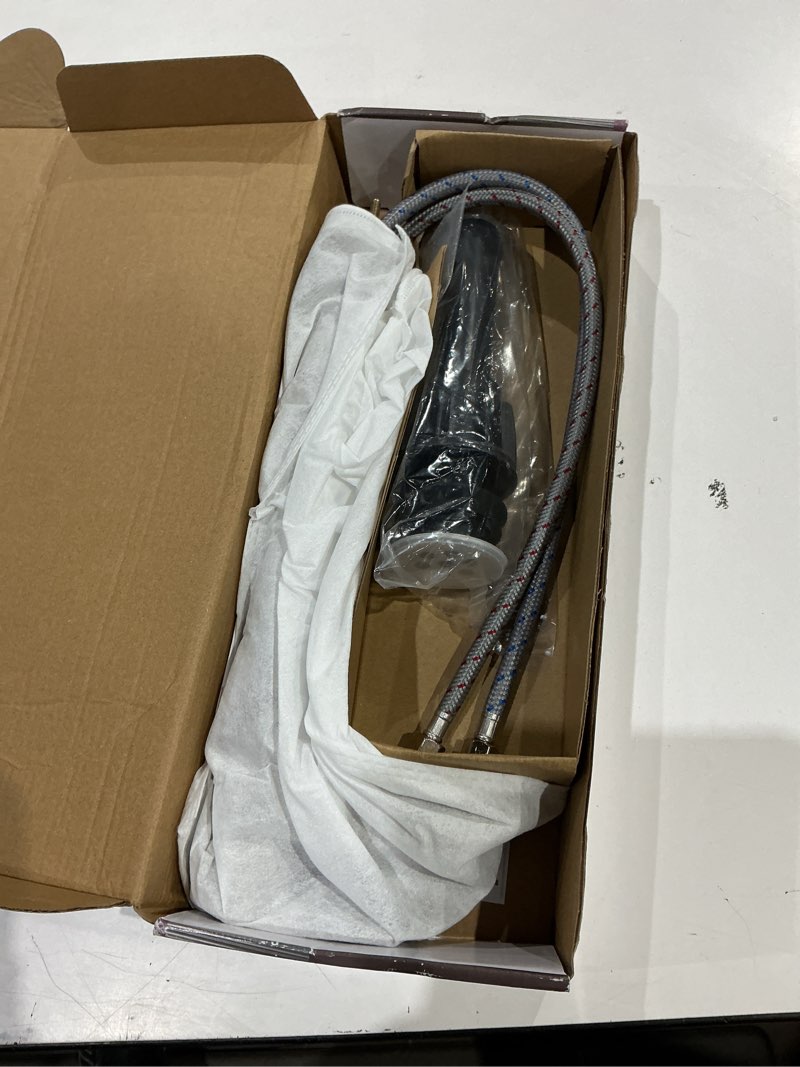 Condition photo showing As Is for allen + roth eliza brushed nickel vessel 1-handle watersense waterfall bathroom sink faucet with drain