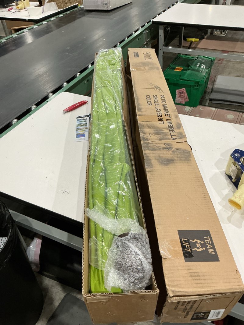 Condition photo showing Good Condition for eliteshade usa 10-year-non-fading 9ft market patio umbrella, upf 50+ uv protection performance sun umbrella, heavy duty commercial grade outdoor table umbrella with crank & tilt, windproof vented top for garden, pool, deck and outdoor playsets, macaw green macaw green 9ft