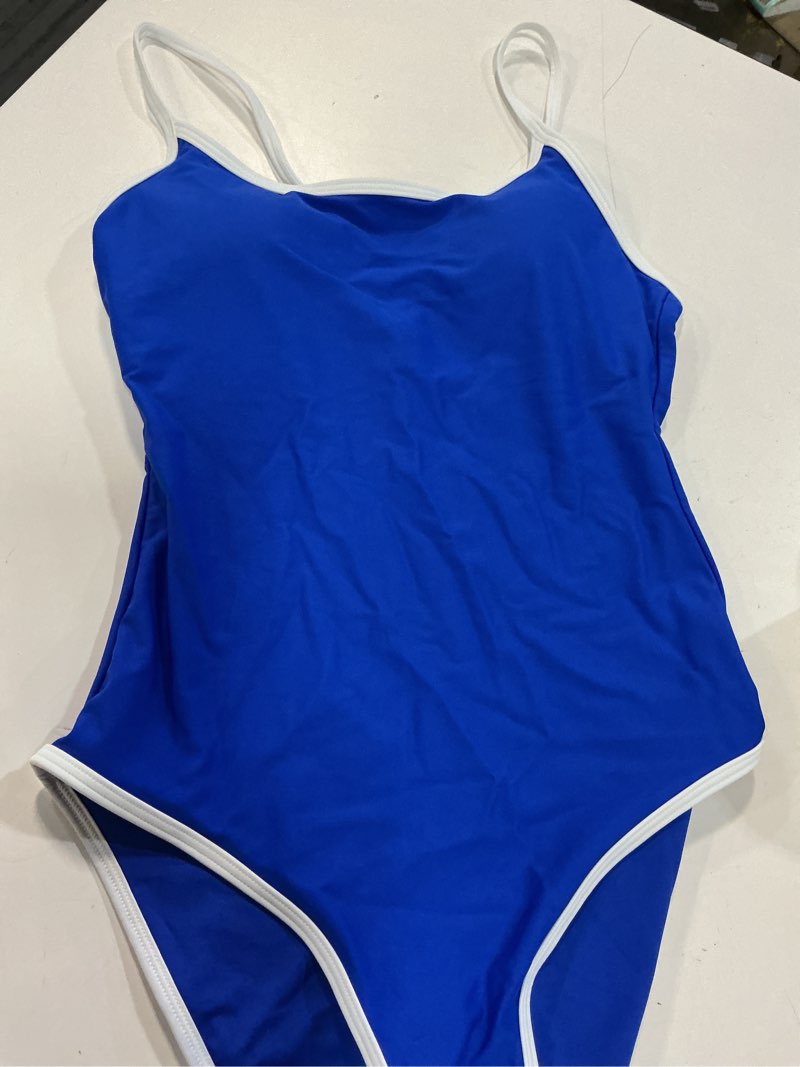 Condition photo showing Good Condition for italian cami one-piece swimsuit, xs, electric blue/white