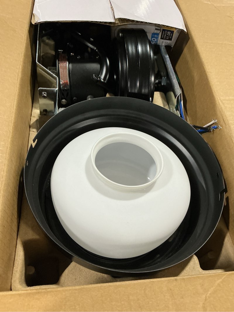 Condition photo showing Good Condition for mainstays 42 inch hugger indoor ceiling fan with light kit, black, 4 blades, led bulb, reverse airflow