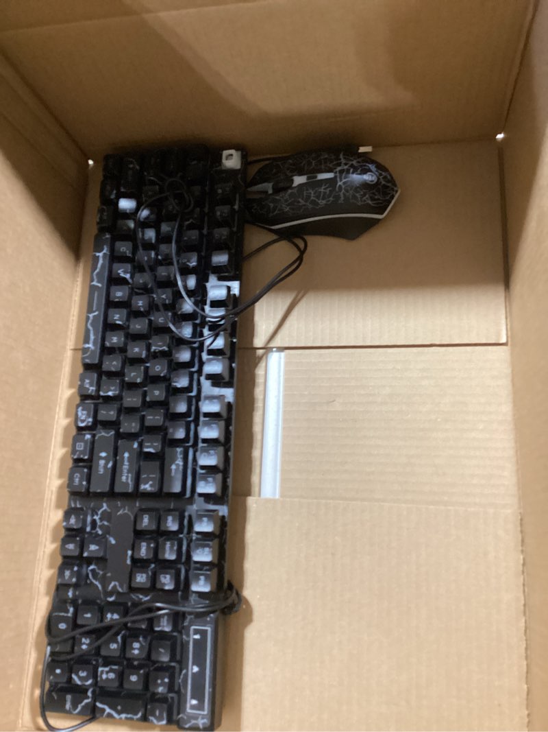 guiheng wired crack rainbow gaming keyboard and mouse combo, 104 keys light up mechanical feeling co