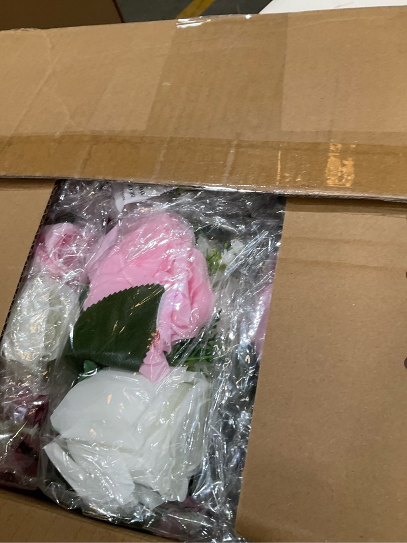 Condition photo showing Good Condition for nuptio flower centerpieces for wedding tables: 10 pcs pink & white artificial flower ball arrangement for weddings party - fake floral rose for birthday bridal shower decorations