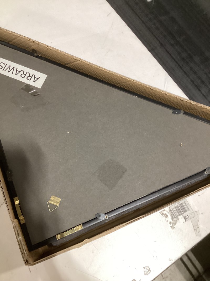 Condition photo showing Good Condition for Military Flag Display Case for 5x9.5 Folded Burial Flag American Veteran Funeral Flag Shadow Box with Real Glass Front Wall Mountable Wooden Memorial Case for Veteran Matte Black Finish 5'x9.5'-Black