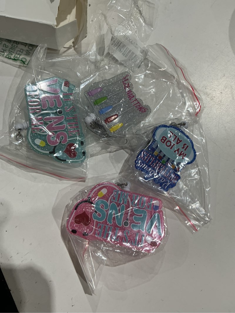 Condition photo showing Good Condition for geyee 4 pack nurse badge reel retractable badge holder funny bling blood phlebotomist badge clips cute phlebotomist nursing id badge holder with clip for office school hospital nurses teacher