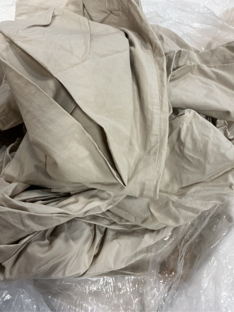 Condition photo showing As Is for organic crisp percale sheet set, king, toffee