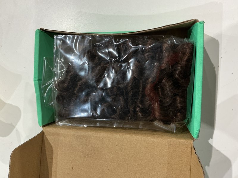 Condition photo showing As Is for burmese curly feather crochet human hair extensions salon-level knotless 60g 50strands brown #4 pre-