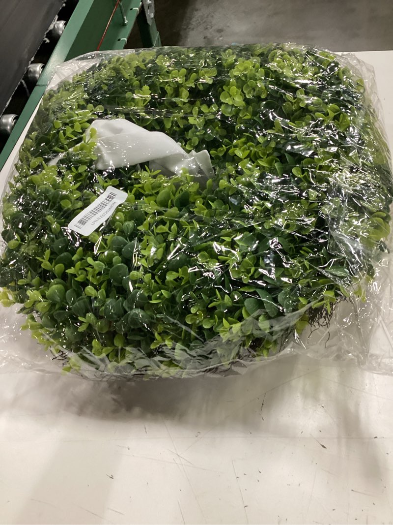 Condition photo showing Good Condition for 28'' large boxwood wreaths front door artificial green spring wreath with sash wreaths for front door farmhouse greenery year round outdoor indoor for summer wreath st patricks day decoration 28 inch