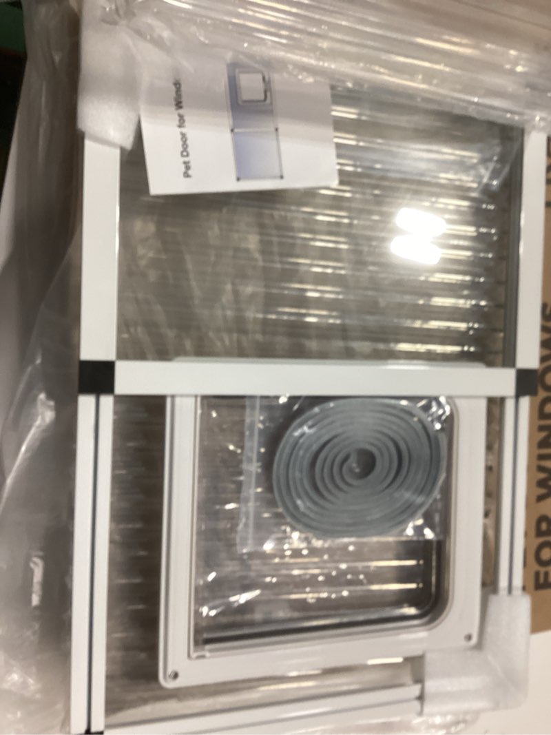 Condition photo showing Good Condition for full glass cat door for window,22"-28.5" adjustable width,1-min install | 4 locking modes,aluminum frame,hd glass,magnetic closure,weatherproof sliding pet door window insert for cats fit 22"-28.5" window