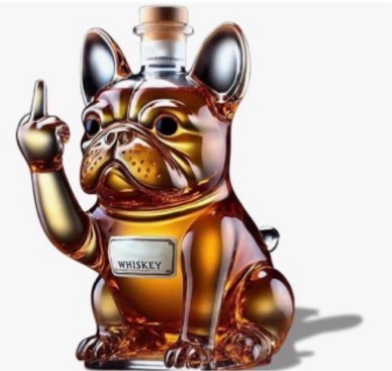 JeCgRrY French Bulldog Whiskey Decanter, Decorative Liquor Bottle Holder, 300ML Capacity Glass Decan
