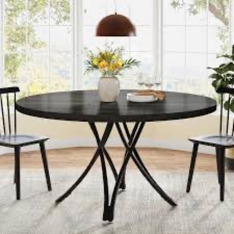 47-Inch Black Round Dining Table