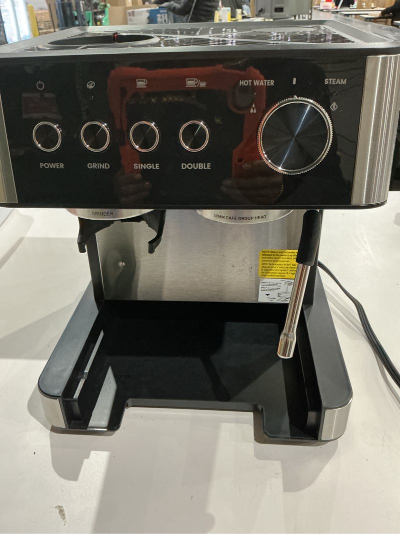 Condition photo showing Good Condition for espresso machine 15 bar with built-in anti-clog coffee grinder,stainless steel coffee maker with 77.8 oz removable water tank for cappuccino/latte,home&office,black deep black