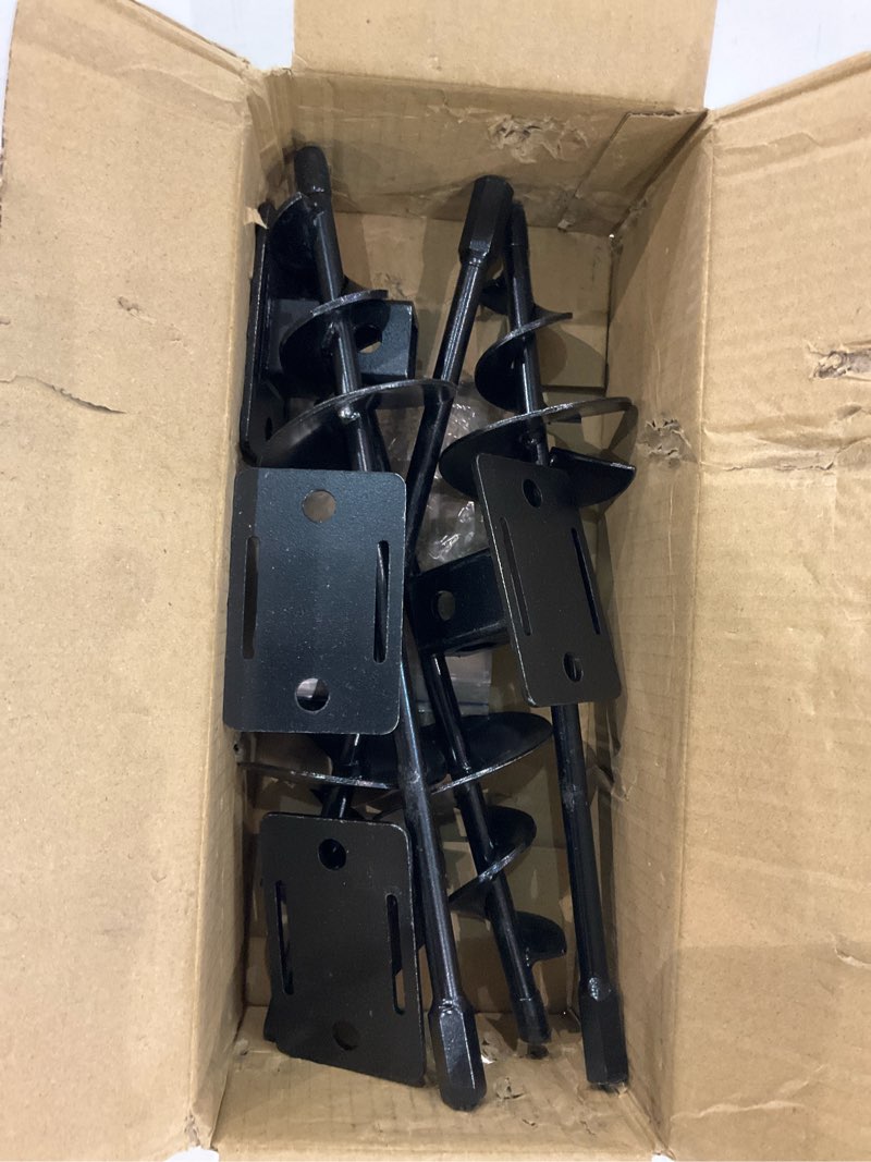 Condition photo showing New/Like New for Ground Anchors Screw in, Multi-Purpose Trampoline Stakes Heavy Duty, 3" Wider Spiral Mobile Home Anchors Hurricane Earth Anchor for Trampoline, Storage Shed, Swing Sets, Carports Black-13"-4pcs