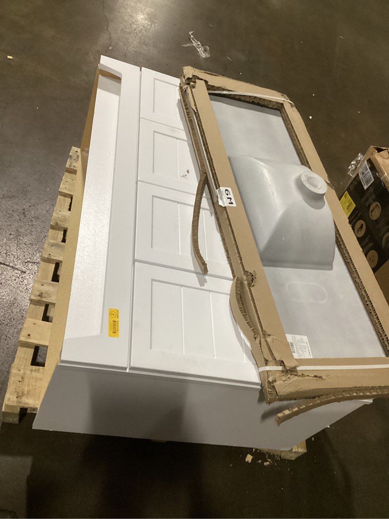 Condition photo showing Good Condition for (Vanity is as is.)  Selections Kirkman 48-in True White Single Sink Bathroom Vanity with White Cultured Marble, (Vanity is as is.)