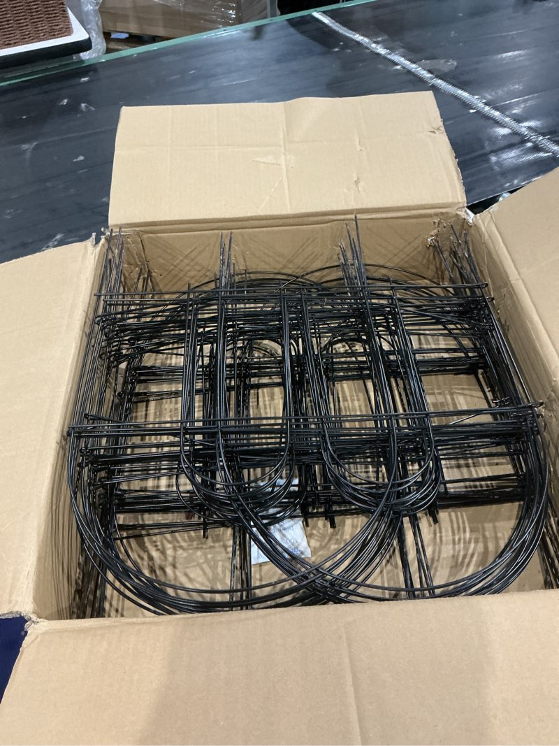 Condition photo showing As Is for amagabeli 35 panels 18in(h)×50ft(l) decorative garden fence no dig rustproof metal pre-linking fence panels garden edging border animal barrier fencing for flower beds yard patio outdoor decor black 18in(h) x 50ft(l) black