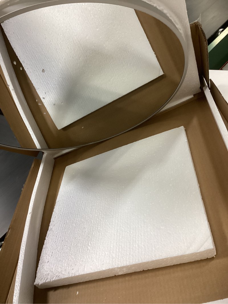 Condition photo showing New/Like New for 20" Round Mirror Circle Wall Mounted Hanging or Against Wall Metal Frame Dressing Make-up Mirrors for Entryway Bedroom Bathroom Living Room 20 inch Silver Silver 20"L x 20"W