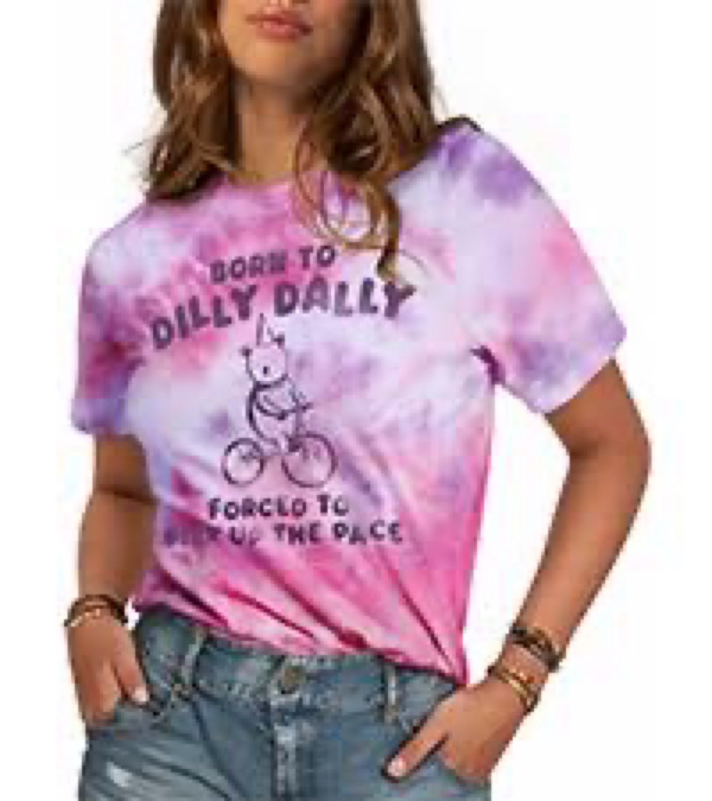 Miss Adola Tie Dye Shirt Women - Novelty Tie Dye Cotton T Shirt with Design Short Sleeve Round Neck 