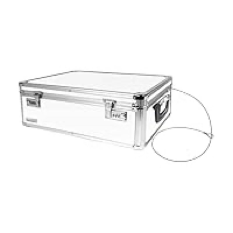 Condition photo showing New/Like New for vaultz storage lock box - 6.5 x 23 x 13.5 inch lockable dorm storage trunk with combination lock - b