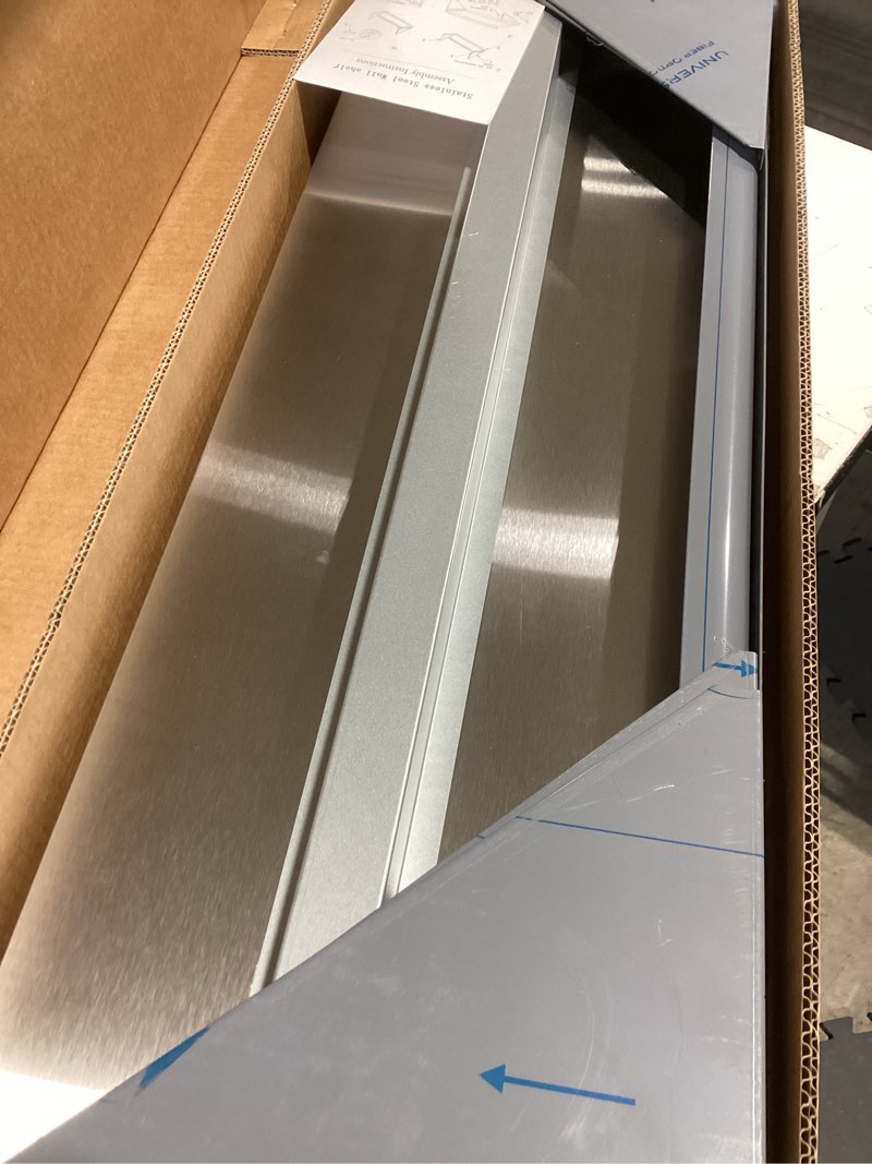 Condition photo showing Good Condition for Chingoo Stainless Steel Shelf 12" x 36" - 2 Pack 300 lb Wall Mounted Commercial Stainless Steel Shelves Metal Shelving for Restaurant Kitchen 2 Piece Set 12 x 36 Inch