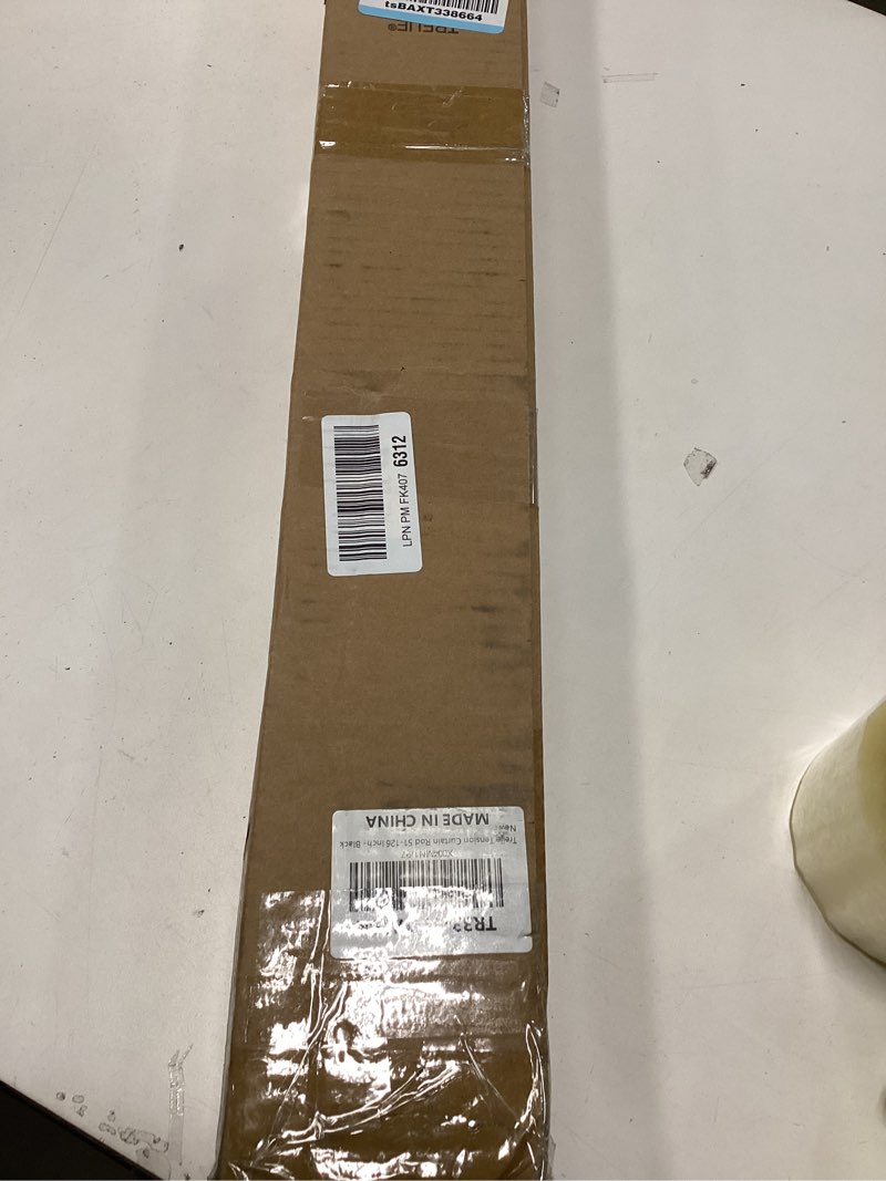 Condition photo showing New/Like New for Tension Curtain Rod 51-126 Inch, Long Curtain Rod No Drilling for Window or Bathroom, Outdoor Curtain Rods for Patio Tension Rods, Easy to Install, Never Rust, Rod Diameter 1.26 Inches - Black Black 51''-126''