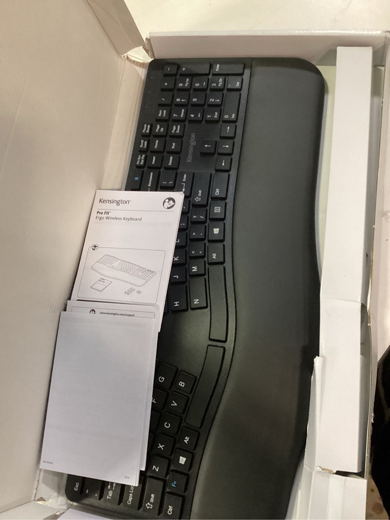 Condition photo showing As Is for kensington pro fit ergonomic wireless keyboard, bluetooth - black (k75401us) black wireless keyboard