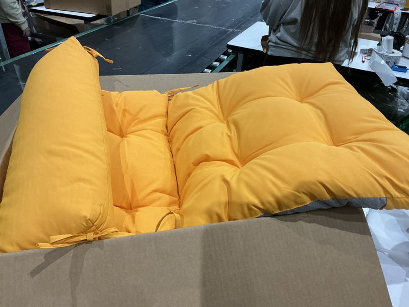 Condition photo showing Good Condition for outdoor indoor high back chair cushions set of 4,waterproof all-weather patio adirondack rocking chair cushions,seat back chair cushion for outdoor furniture with ties,45x22 inch, yellow