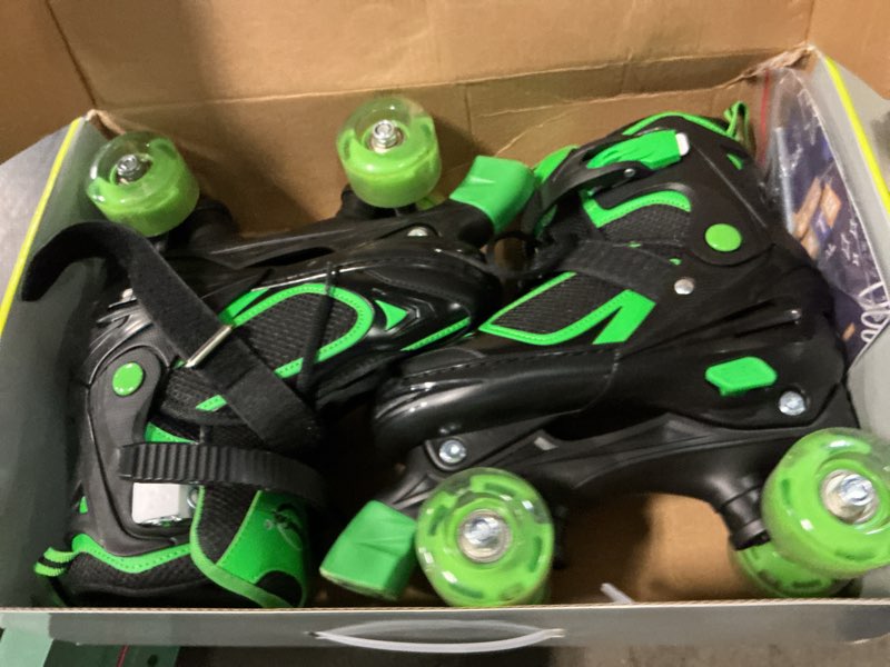 Condition photo showing As Is for nattork kids roller skates for boys girls kids, 4 sizes adjustable quad skates with all light up wheels - birthday gift for indoor outdoor sports