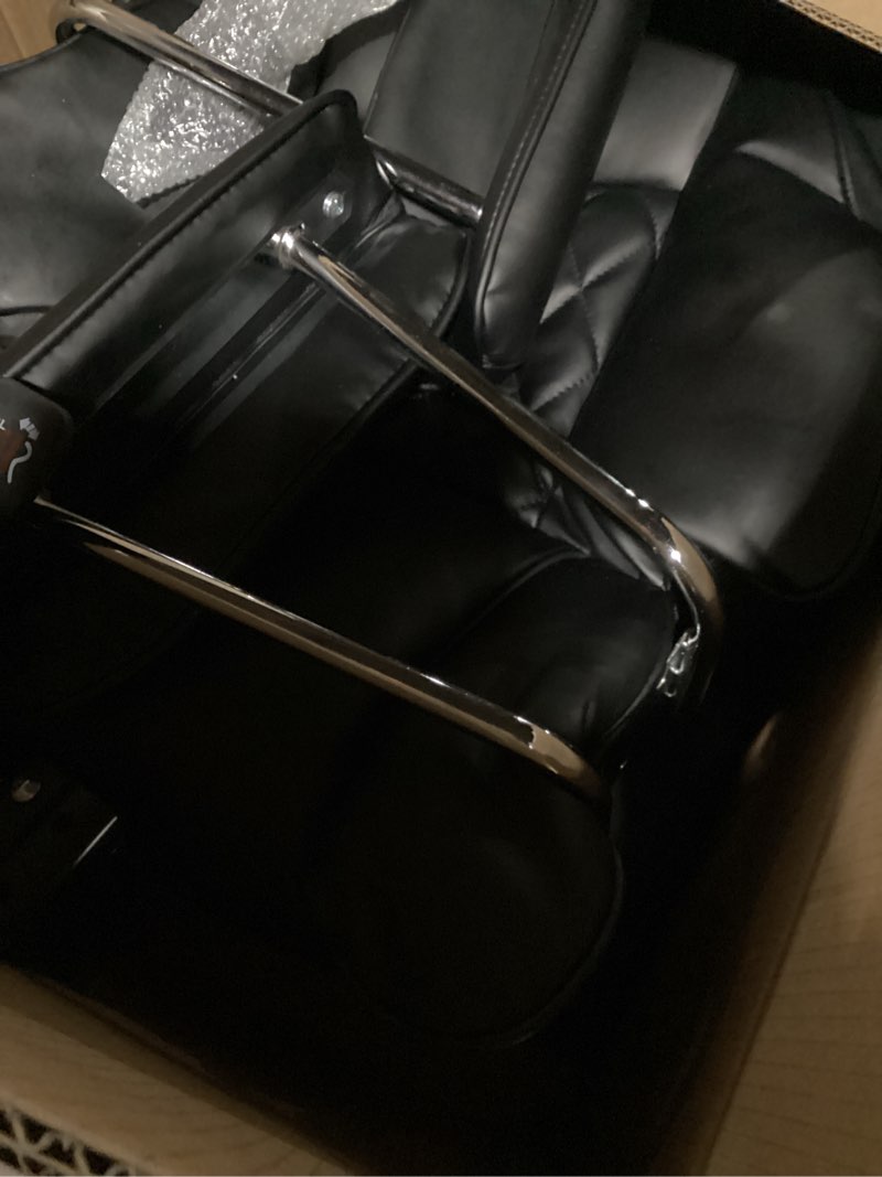 Condition photo showing New/Like New for comhoma big and tall office chair, high back leather gaming chair with footrest, executive ergonomic office chair with pocket spring lumbar support and with outward fixed soft armrests deep black