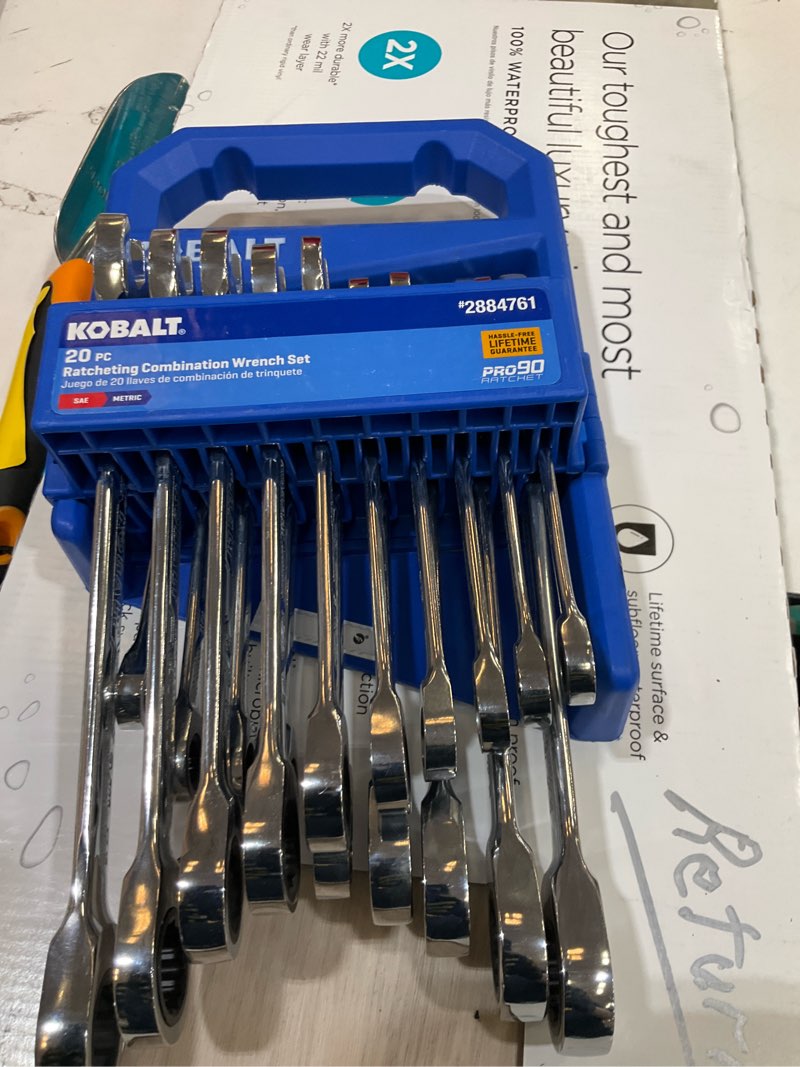 Condition photo showing As Is for kobalt 20-piece set standard (sae) and metric ratchet wrench
