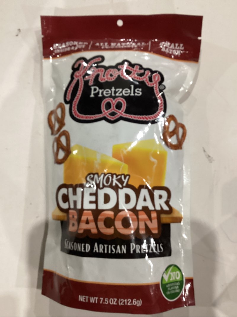 Condition photo showing Good Condition for Knotty Pretzels - "The Official Pretzel of Beer" 7.5 Ounce Individual Seasoned Pretzel in Resealable Snack Bags - Smokey Cheddar Bacon (3 Pack) Smokey Cheddar Bacon 7.50 Ounce (Pack of 3)