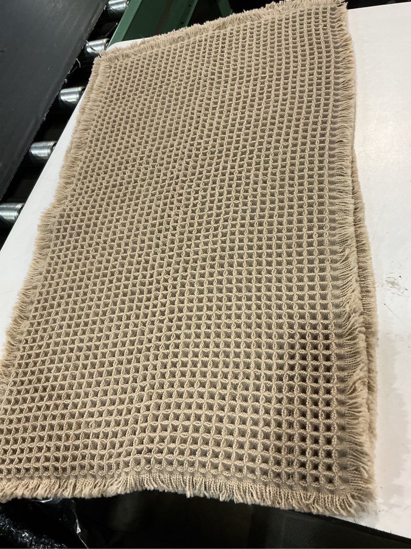 Condition photo showing Good Condition for (2cpack)smiry waffle bath mat 30x18, extra soft absorbent bathroom rugs, non slip machine washable quick dry bath rugs for bathroom floor, tub, shower, home decor accessories, brown brown rectangular 30'' x 18''