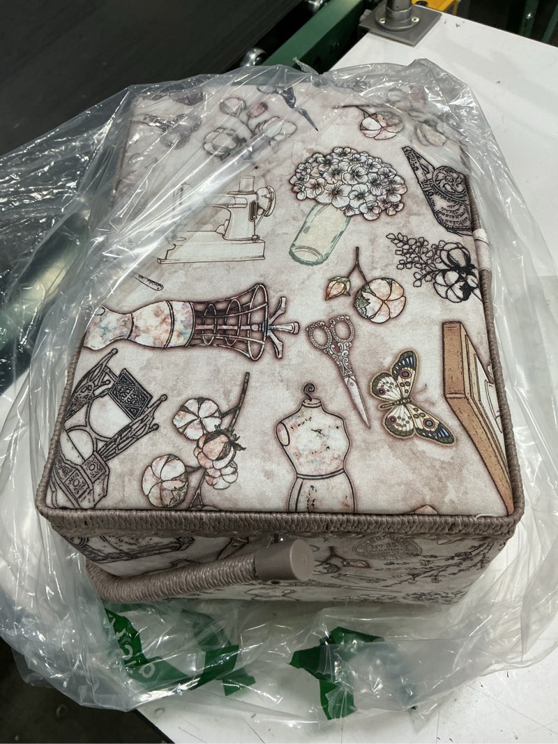 Condition photo showing Good Condition for dritz large sewing basket with zippered case, neutral vintage sewing