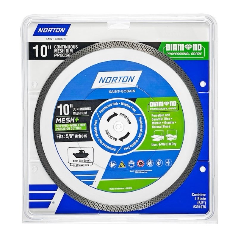 Norton Diamond Professional Grade 10-in Wet/Dry Continuous Rim Diamond Saw Blade 