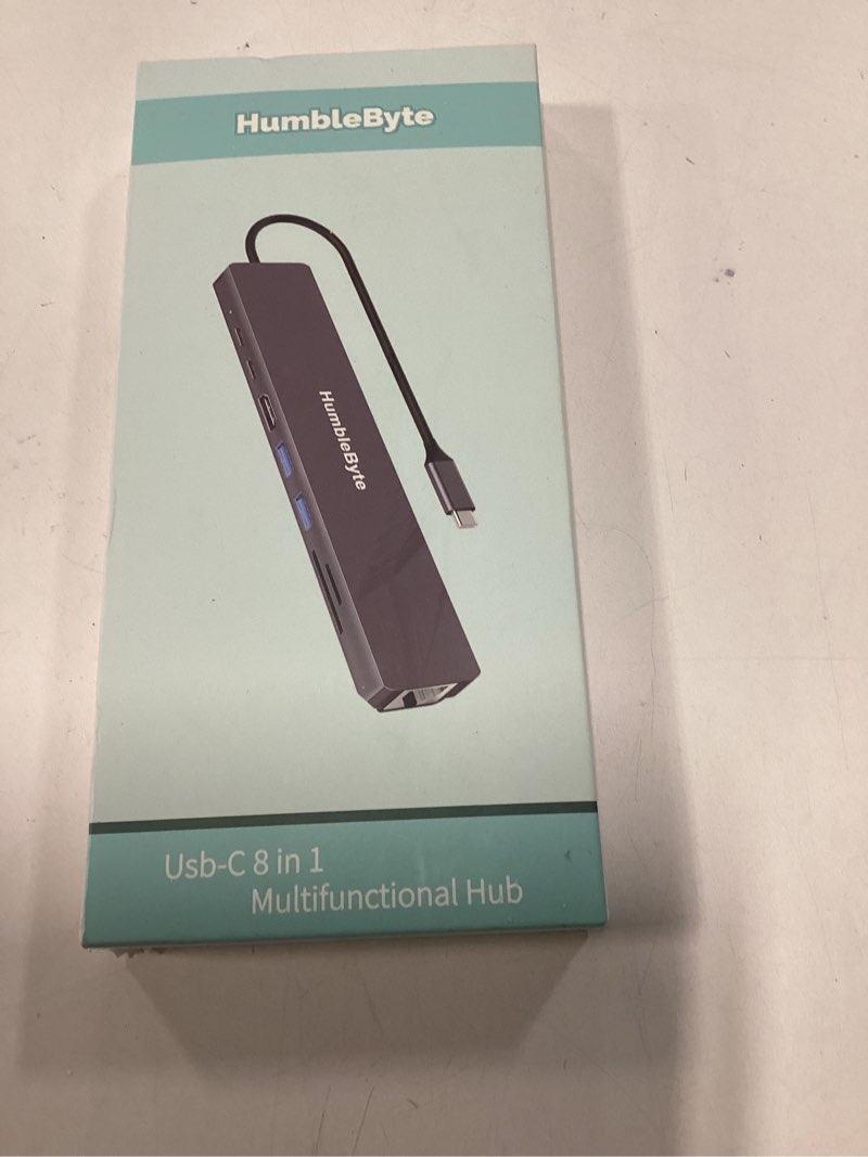 Condition photo showing New/Like New for 8 in 1 usb c hub, 4k hdmi, gigabit ethernet multiport hub, 5gbps usb c and 2 usb a data ports, pd 100w charging, sd/tf card reader, pilot lamp, for macbook, dell, hp, lenovo, surface ...