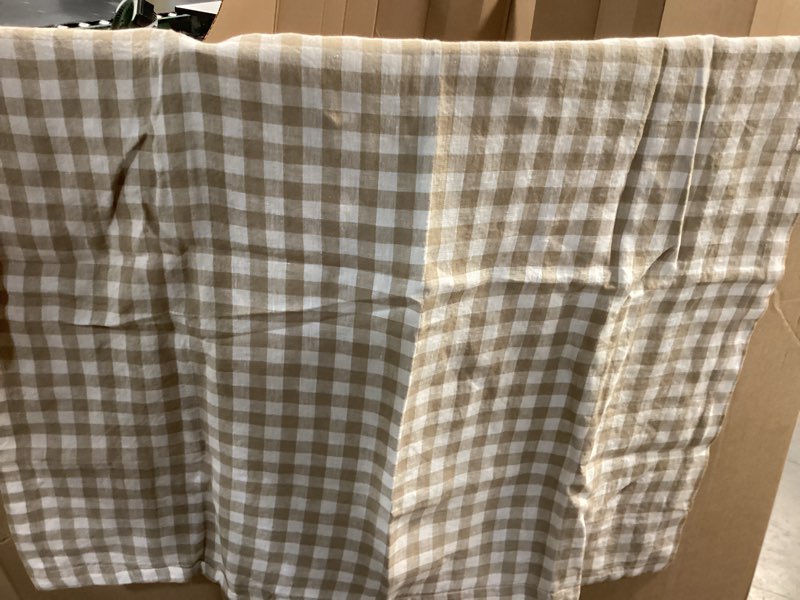 Condition photo showing Good Condition for (1 sham only) quince european linen euro sham cafe gingham 26” x 26”