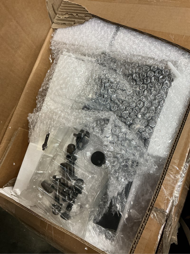 Condition photo showing As Is for (missing glass ) SmartStandard 34 x 84 in Glass Barn Door with 6FT Sliding Hardware Kit & Handle, Pre-Drilled Ready to Assemble, Waterproof PVC Coating, White, 5-Panel Glass 34\"x84\" Door + 6' Track Kit White