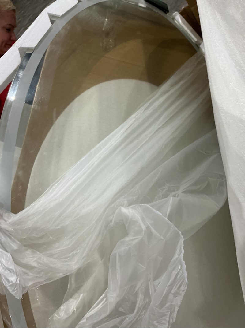 Condition photo showing Good Condition for 24 in. w x 36 in. h oval frameless ul certified front and back led anti-fog tempered glass wall bathroom vanity mirror