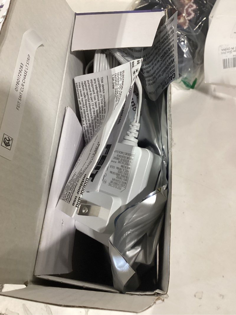 Condition photo showing Good Condition for feit electric smart light strip 16ft, ultrathin rgbw color chasing led light strip, 2.4ghz wi-fi enabled, works with alexa and google home assistant, remote control, (0.4in x 192in) tape192/chase/ag chasing strip light thin strip 10ft x 1.8in thin strip