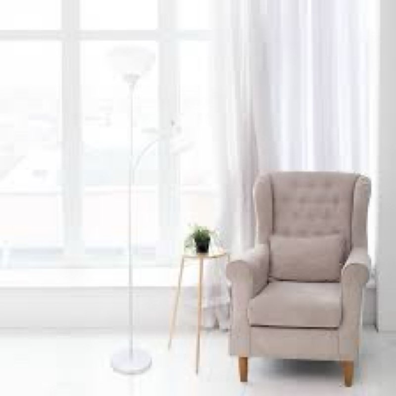 Simple Designs LF2000-WHT-LB 71.5" Traditional Floor Lamp with Adjustable Reading Light, LED Bulbs I