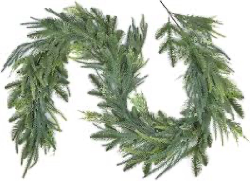 dearhouse pine garland christmas decoration, artificial greenery garland norfolk pine leaves for holiday season mantel fireplace table runner centerpiece (mixed pine garland)